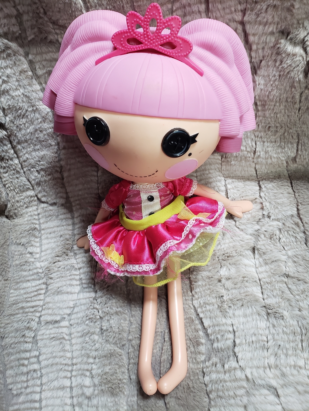 Lalaloopsy Fashion Doll "Sparkles" with Bright Pink Hair,crown & Dress(no Shoes)
